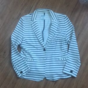 Navy and White Striped Blazer